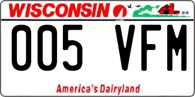 WI license plate 005VFM