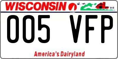 WI license plate 005VFP