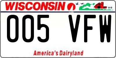WI license plate 005VFW