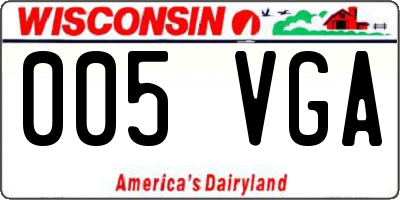 WI license plate 005VGA