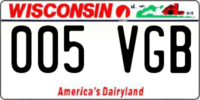 WI license plate 005VGB