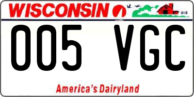 WI license plate 005VGC