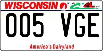 WI license plate 005VGE