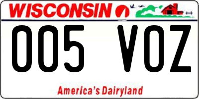 WI license plate 005VOZ