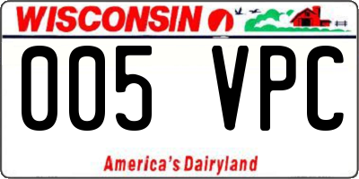 WI license plate 005VPC