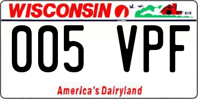 WI license plate 005VPF