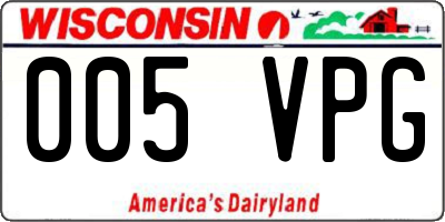 WI license plate 005VPG