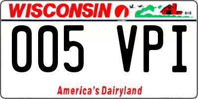 WI license plate 005VPI