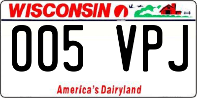 WI license plate 005VPJ