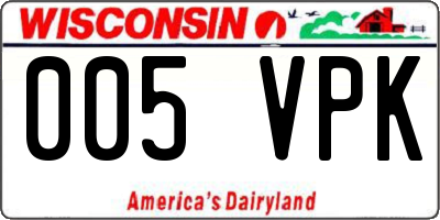 WI license plate 005VPK