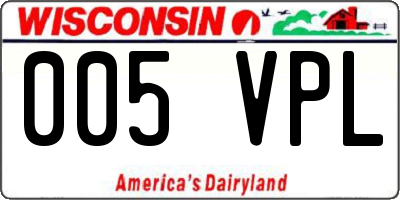 WI license plate 005VPL