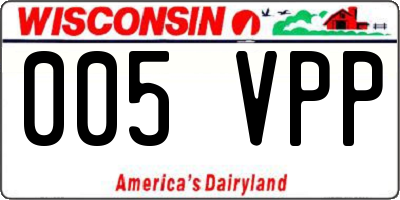 WI license plate 005VPP