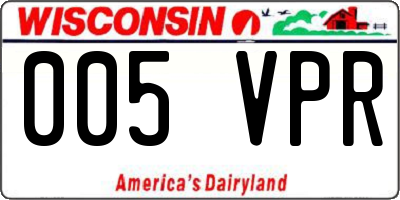 WI license plate 005VPR