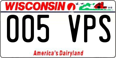 WI license plate 005VPS