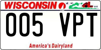 WI license plate 005VPT
