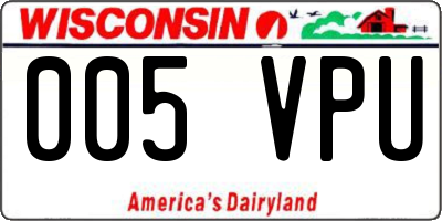 WI license plate 005VPU