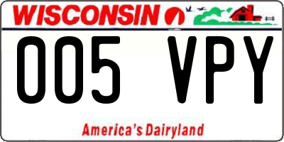 WI license plate 005VPY