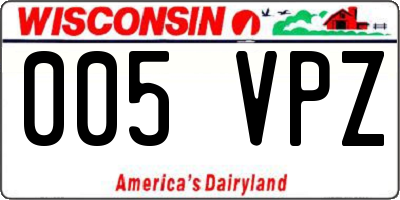 WI license plate 005VPZ