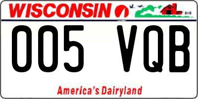 WI license plate 005VQB