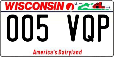 WI license plate 005VQP