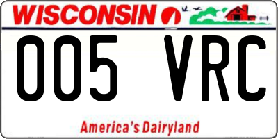 WI license plate 005VRC
