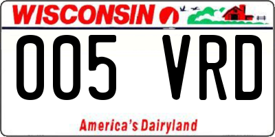 WI license plate 005VRD
