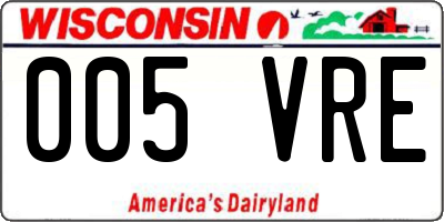 WI license plate 005VRE