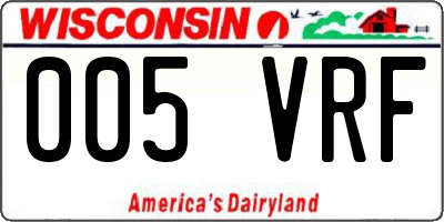 WI license plate 005VRF