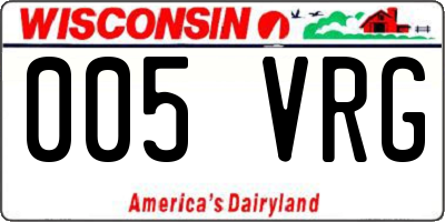 WI license plate 005VRG