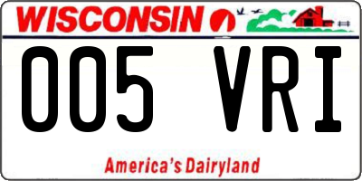 WI license plate 005VRI