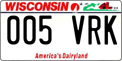 WI license plate 005VRK