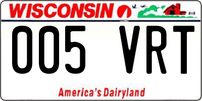 WI license plate 005VRT