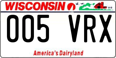 WI license plate 005VRX