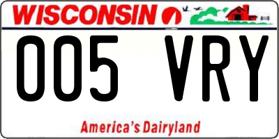WI license plate 005VRY