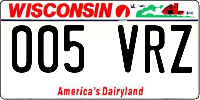WI license plate 005VRZ