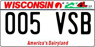 WI license plate 005VSB