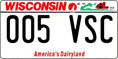 WI license plate 005VSC