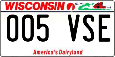 WI license plate 005VSE