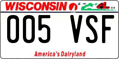 WI license plate 005VSF