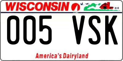 WI license plate 005VSK