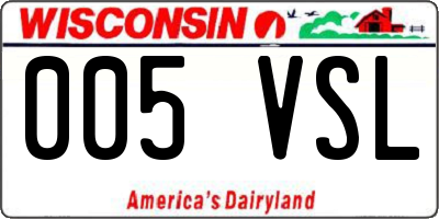 WI license plate 005VSL