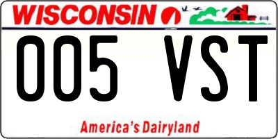 WI license plate 005VST