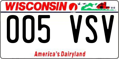 WI license plate 005VSV