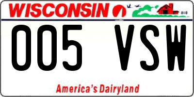 WI license plate 005VSW