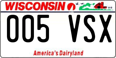 WI license plate 005VSX