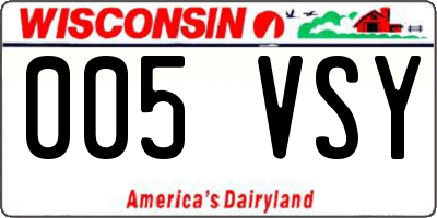 WI license plate 005VSY