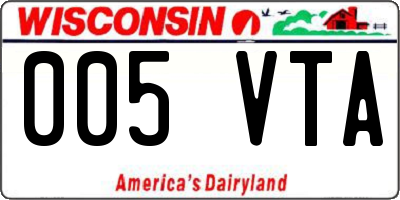 WI license plate 005VTA