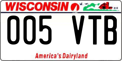 WI license plate 005VTB