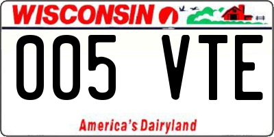 WI license plate 005VTE