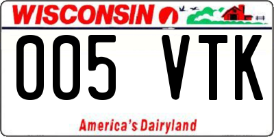 WI license plate 005VTK